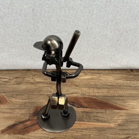 Metal Nuts and Bolts Baseball Figurine Sculpture 6.5" Art Figurine - Picture 2 of 6